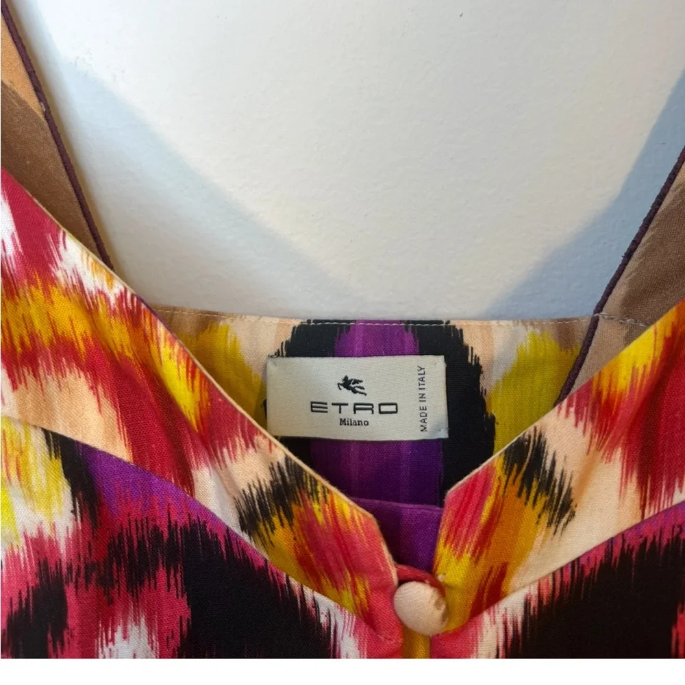 ETRO FUCHSIA IKAT RIBBON STRAP MIDI DRESS SIZE EU 40 - Picture 9 of 13